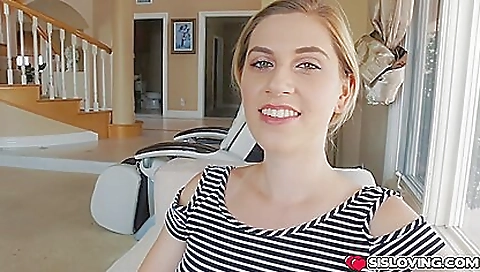 Sexy blonde girl with huge tits gets her pussy drilled